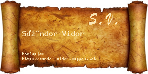 Sándor Vidor névjegykártya