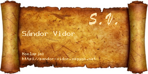 Sándor Vidor névjegykártya